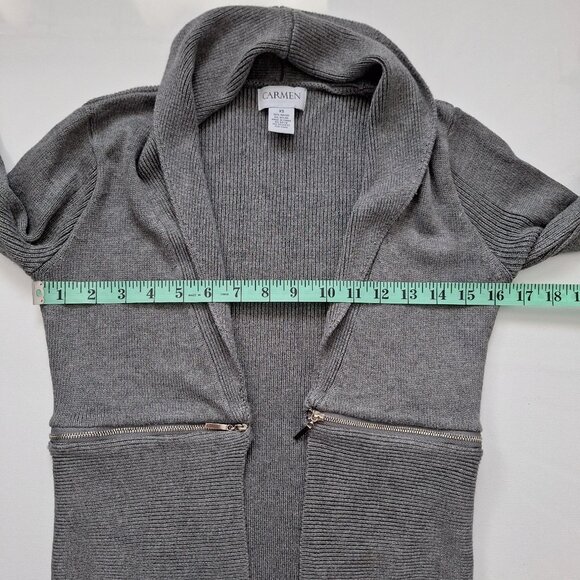 Carmen Marc Valvo Grey Open Cardigan - Picture 6 of 6